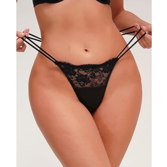 Milumia Women Lace Sexy Panties Underwear G-String Thongs Black - Picture 2 of 7